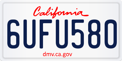 CA license plate 6UFU580