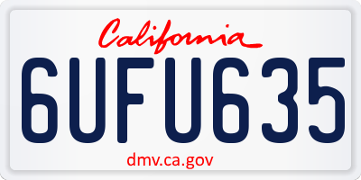 CA license plate 6UFU635
