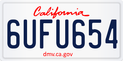CA license plate 6UFU654