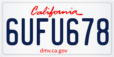 CA license plate 6UFU678