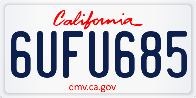 CA license plate 6UFU685