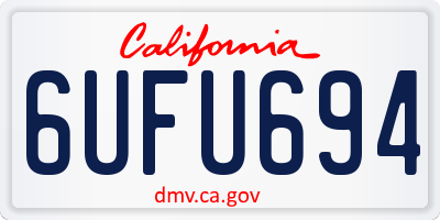 CA license plate 6UFU694