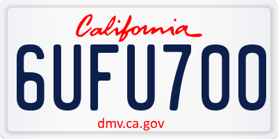 CA license plate 6UFU700