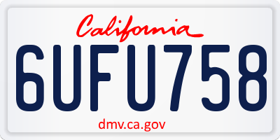 CA license plate 6UFU758