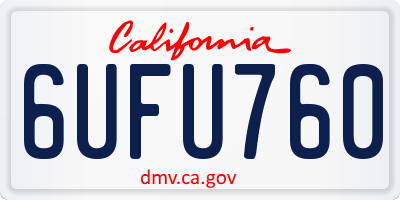CA license plate 6UFU760