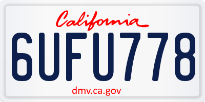 CA license plate 6UFU778