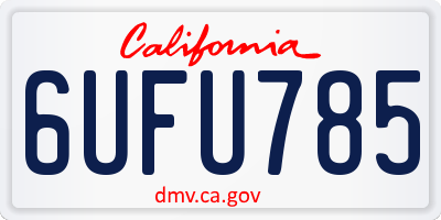 CA license plate 6UFU785