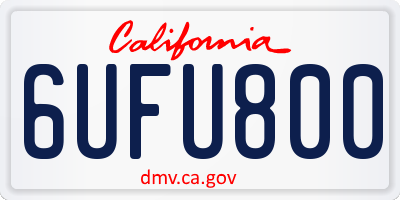CA license plate 6UFU800