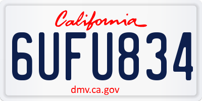 CA license plate 6UFU834
