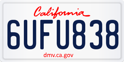 CA license plate 6UFU838