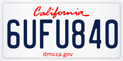CA license plate 6UFU840