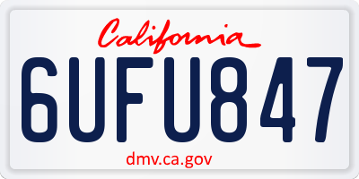 CA license plate 6UFU847