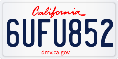 CA license plate 6UFU852