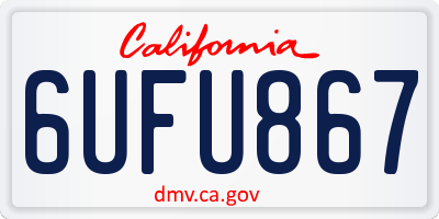 CA license plate 6UFU867