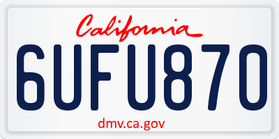 CA license plate 6UFU870