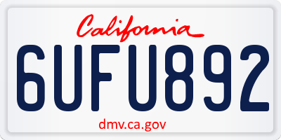 CA license plate 6UFU892