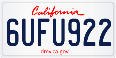 CA license plate 6UFU922