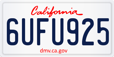 CA license plate 6UFU925