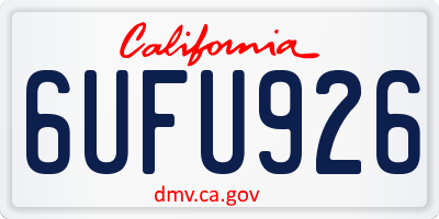 CA license plate 6UFU926