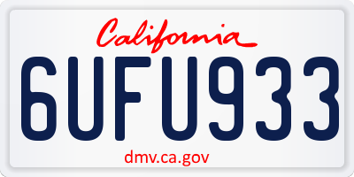 CA license plate 6UFU933