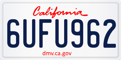 CA license plate 6UFU962