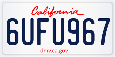CA license plate 6UFU967