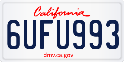 CA license plate 6UFU993