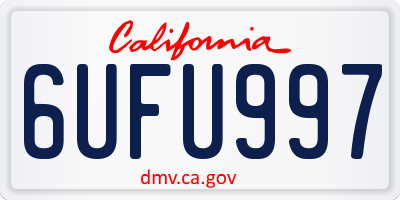 CA license plate 6UFU997