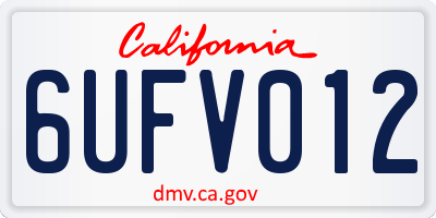 CA license plate 6UFV012