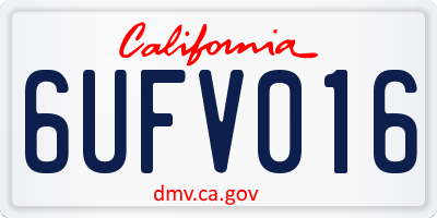 CA license plate 6UFV016
