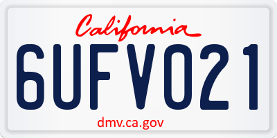 CA license plate 6UFV021