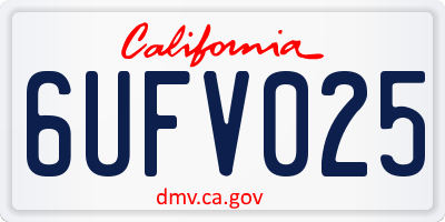 CA license plate 6UFV025
