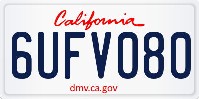 CA license plate 6UFV080
