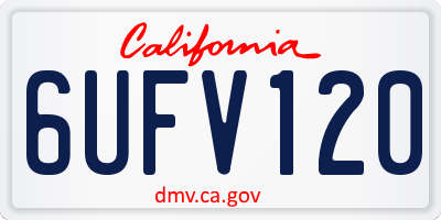 CA license plate 6UFV120