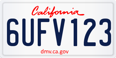 CA license plate 6UFV123