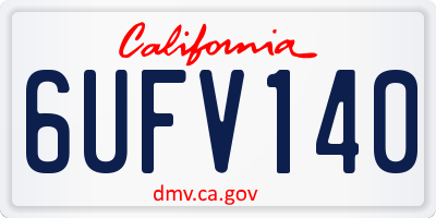 CA license plate 6UFV140