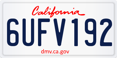 CA license plate 6UFV192