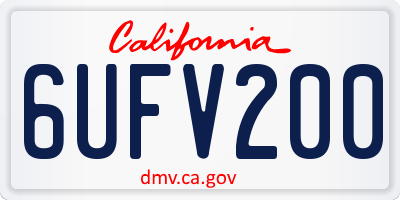 CA license plate 6UFV200