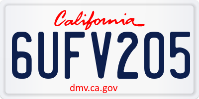 CA license plate 6UFV205