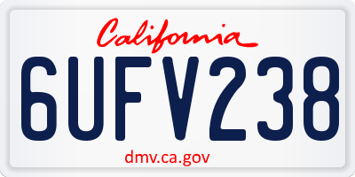 CA license plate 6UFV238