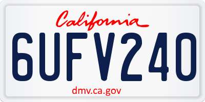 CA license plate 6UFV240