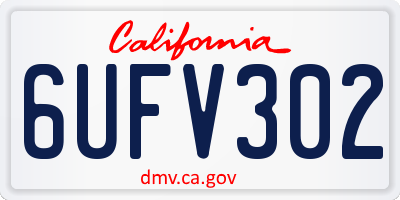 CA license plate 6UFV302