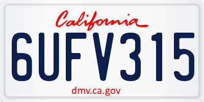 CA license plate 6UFV315