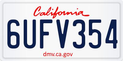 CA license plate 6UFV354