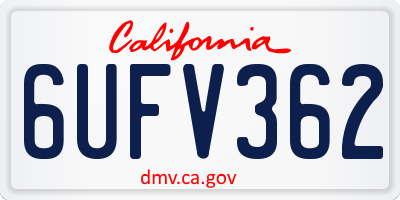 CA license plate 6UFV362