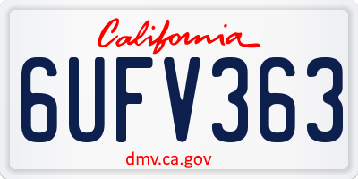 CA license plate 6UFV363