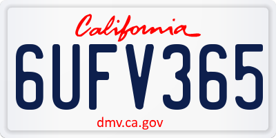 CA license plate 6UFV365