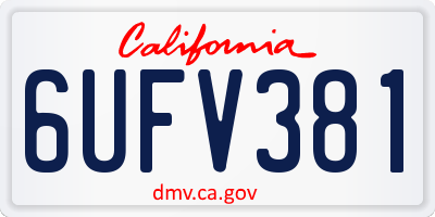 CA license plate 6UFV381