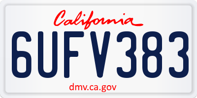 CA license plate 6UFV383