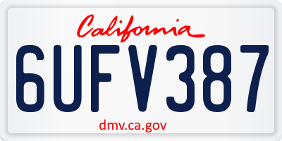 CA license plate 6UFV387
